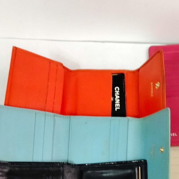 Authentic orange Chanel leather wallet thick leather - Picture 3 of 5
